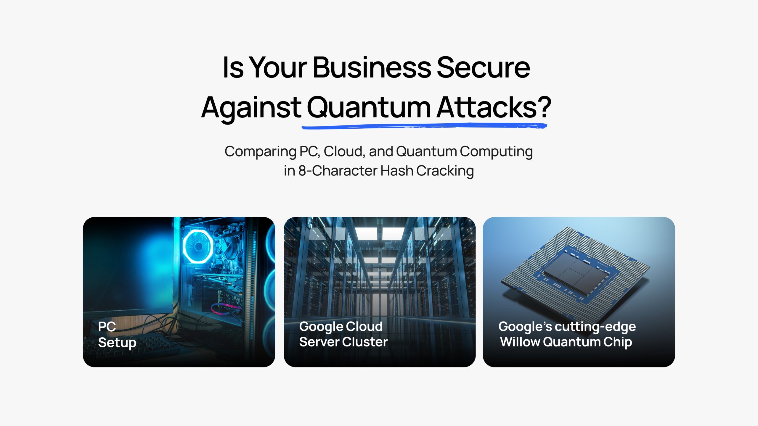 Is your Business Secure Against Quantum Attacks? Comparing PC, Cloud and Quantum Computing in 8-Character Hash Cracking